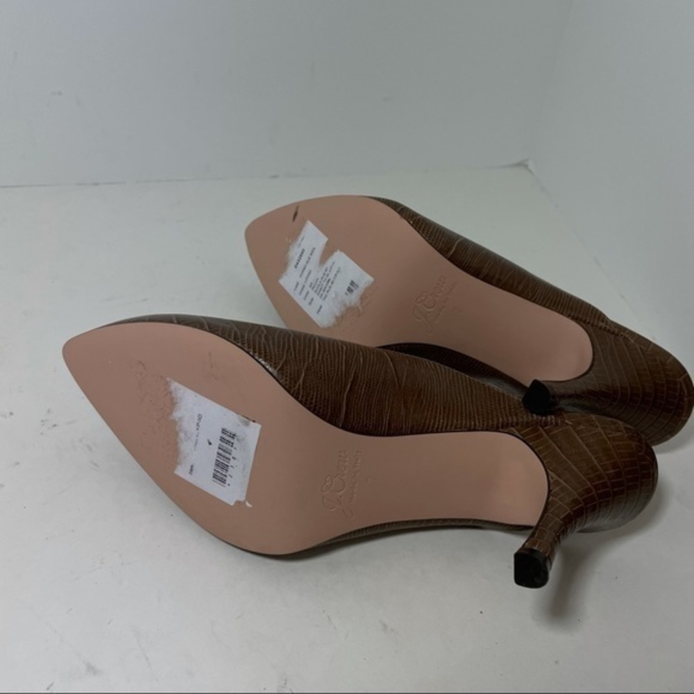 NWOB J. Crew Lissa mule  high heels brown leather embossed lizard size 7 - Picture 5 of 7